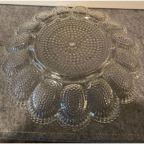 Vintage Indiana Glass Hob Nail Deviled Egg Platter #1289 - Picture 4 of 6